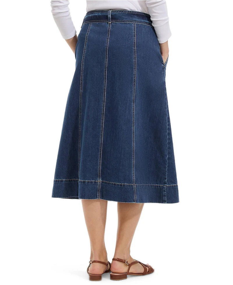 Lands' End Big Girls Women's Soft Denim A-line Midi Skirt