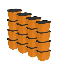 Sterilite 18 Gallon Orange Plastic Storage Container Bin Tote with Lid (16 Pack)