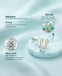 Rachel Glauber Elegant 14K Gold Plated Cubic Zirconia Huggie Earrings