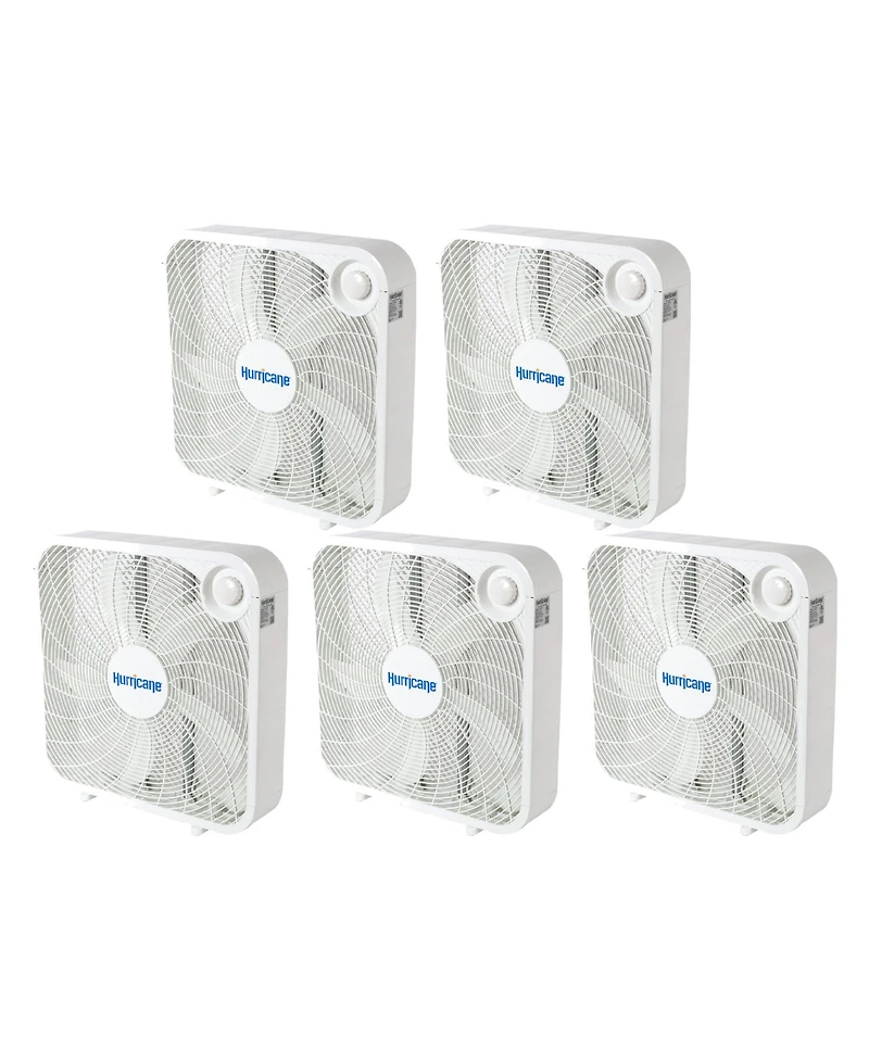 Hurricane 20" Classic Series Floor Box Fan with 3 Speed Settings, 5 Pack, White