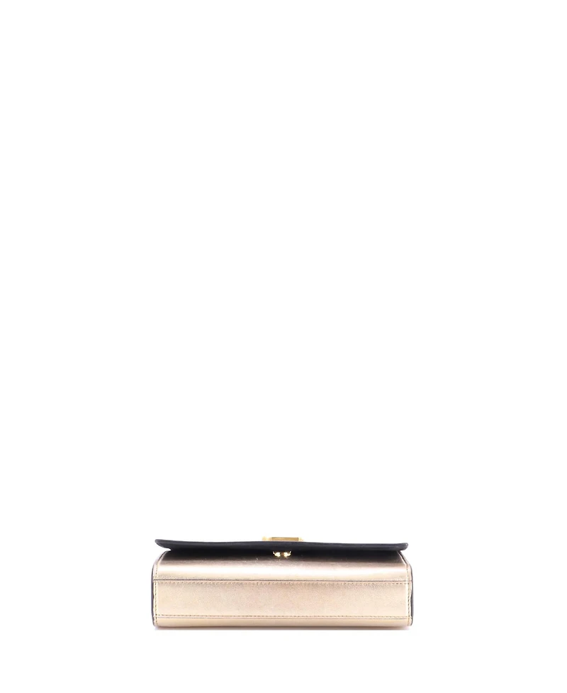 Pre-Owned Saint Laurent Small Classic Monogram Crossbody Bag Metallic Leather