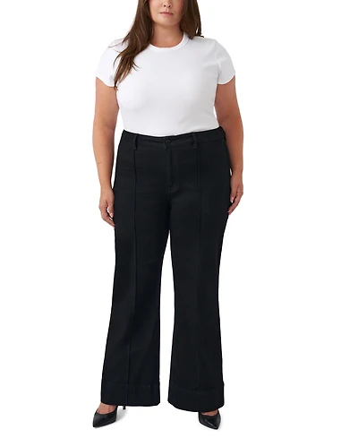 Seven7 Plus High-Waisted Wide-Leg Pintuck Jeans