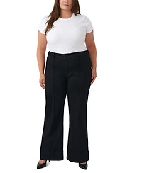 Seven7 Plus High-Waisted Wide-Leg Pintuck Jeans