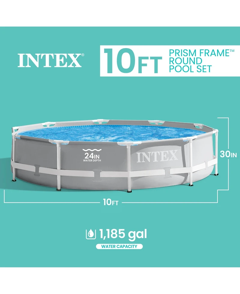 Intex 10' x 30" Above Ground Swimming Pool w/ 330 Gph Filter Pump and Pool Ladder