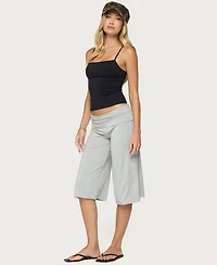 Edikted Women's Shirly Wide Leg Foldover Capri Pants