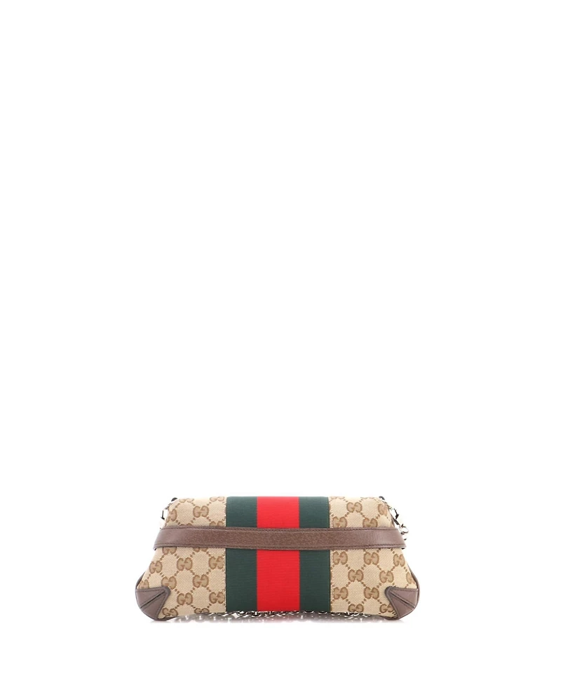 Pre-Owned Gucci Small Horsebit Nm Web Chain Clutch Gg Canvas
