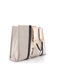 Pre-Owned Chloe Large Woody Tote Canvas with Leather