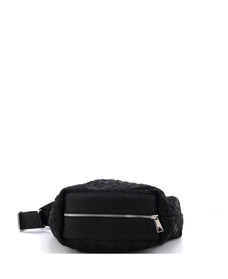 Pre-Owned Bottega Veneta Cassette Zip Crossbody Bag Maxi Intrecciato Webbed Canvas