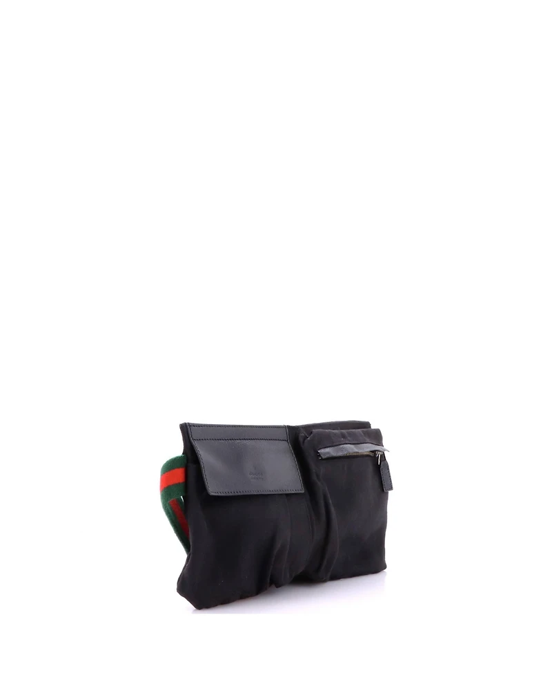 Pre-Owned Gucci Small Vintage Double Belt Bag Gg Canvas with Leather