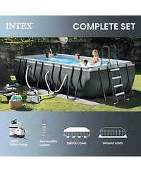 Intex 18ft x 9ft x 52in Ultra Xtr Rectangular Pool, Floats (2 Pack), and Cooler