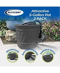 Suncast 14 x 12 Inch Decorative Hideaway Garden Hose Storage Pot, Gray (2 Pack)