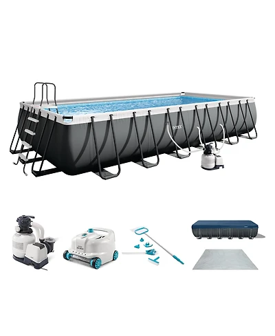 Intex Ultra Xtr Frame Swimming Pool and Pump, Robot Vacuum w/Pool Maintenance Kit