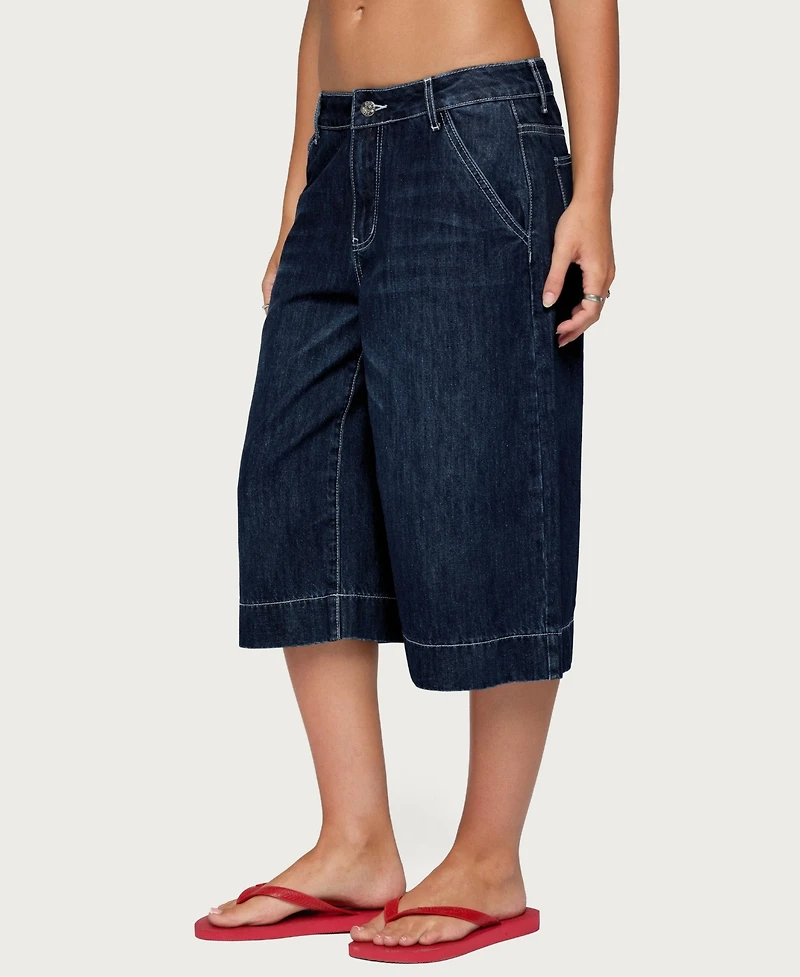 Edikted Women's Letty Low Rise Denim Bermuda Shorts