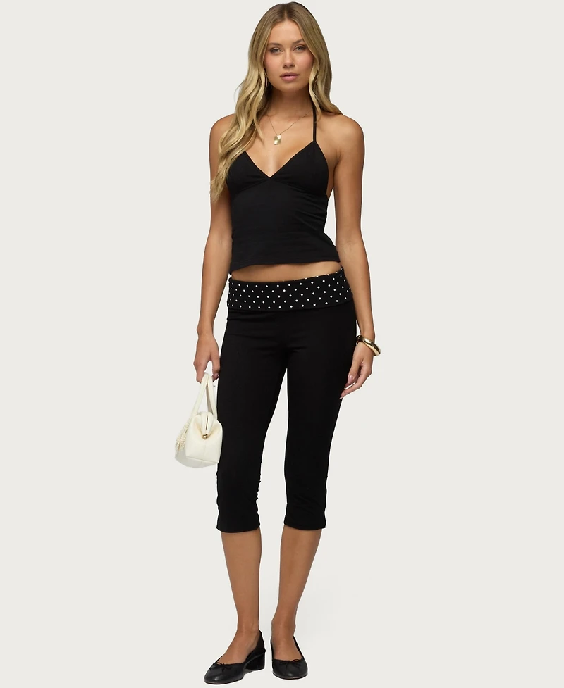 Edikted Women's Genni Polka Dot Foldover Capri Pants