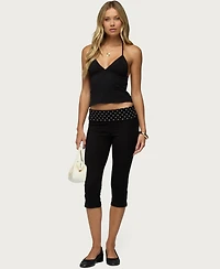 Edikted Women's Genni Polka Dot Foldover Capri Pants