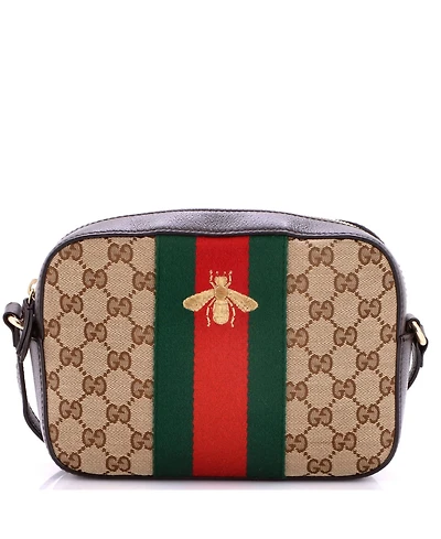 Pre-Owned Gucci Bee Web Camera Bag Gg Canvas