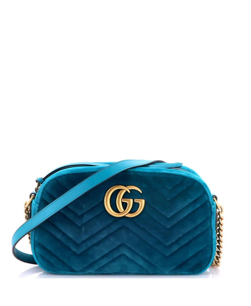 Pre-Owned Gucci Small Gg Marmont Shoulder Bag Matelasse Velvet