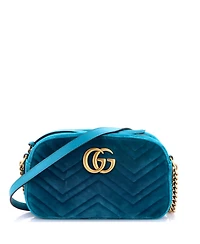 Pre-Owned Gucci Small Gg Marmont Shoulder Bag Matelasse Velvet