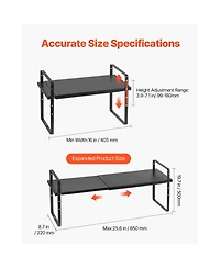Sugift Expandable 2 Tier Cabinet Shelf Organizer Stackable Countertop Riser for Kitchen and Pantry