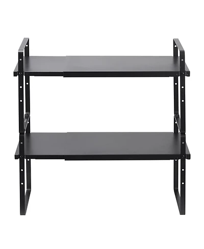 Sugift Expandable 2 Tier Cabinet Shelf Organizer Stackable Countertop Riser for Kitchen and Pantry