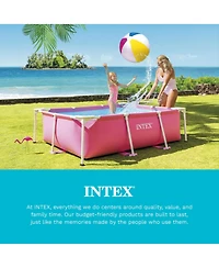 Intex 8.5ft x 5.3ft Rectangular Outdoor Backyard Swimming Pool Cover, Pink