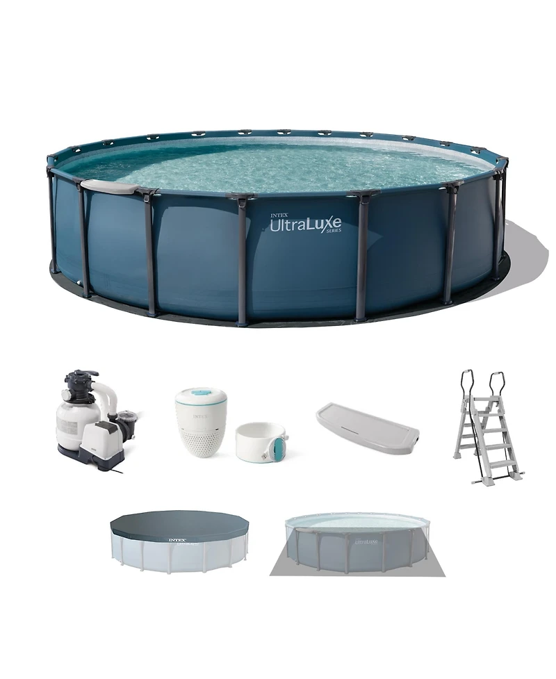 Intex UltraLuxe 20ft x 52in Above Ground Pool, Sand Pump, and Saltwater System