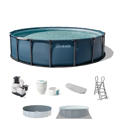Intex UltraLuxe 20ft x 52in Above Ground Pool, Sand Pump, and Saltwater System