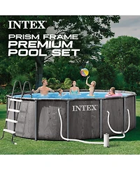 Intex Greywood Prism Frame 15ft x 48in Premium Above Ground Pool Set with Pump