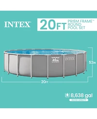 Intex Prism Frame 20ft x 52in Premium Above Ground Pool Set with Filter Pump