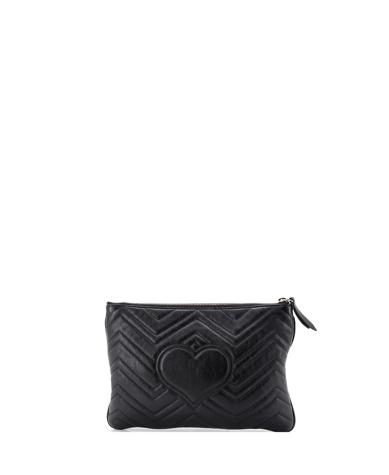 Pre-Owned Gucci Small Gg Marmont Clutch Matelasse Leather
