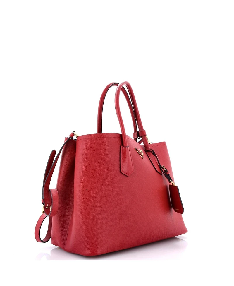 Pre-Owned Prada Large Cuir Double Tote Saffiano Leather