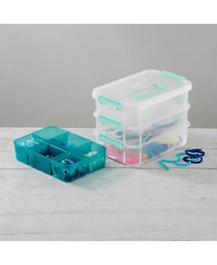 Sterilite Convenient Home 3-Tiered Stack Carry Storage Box, Clear (6 Pack)