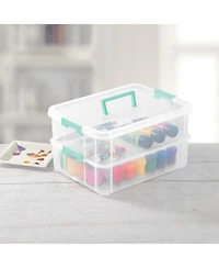 Sterilite Convenient Home 2-Tier Layer Stack Carry Storage Box, Clear (16 Pack)