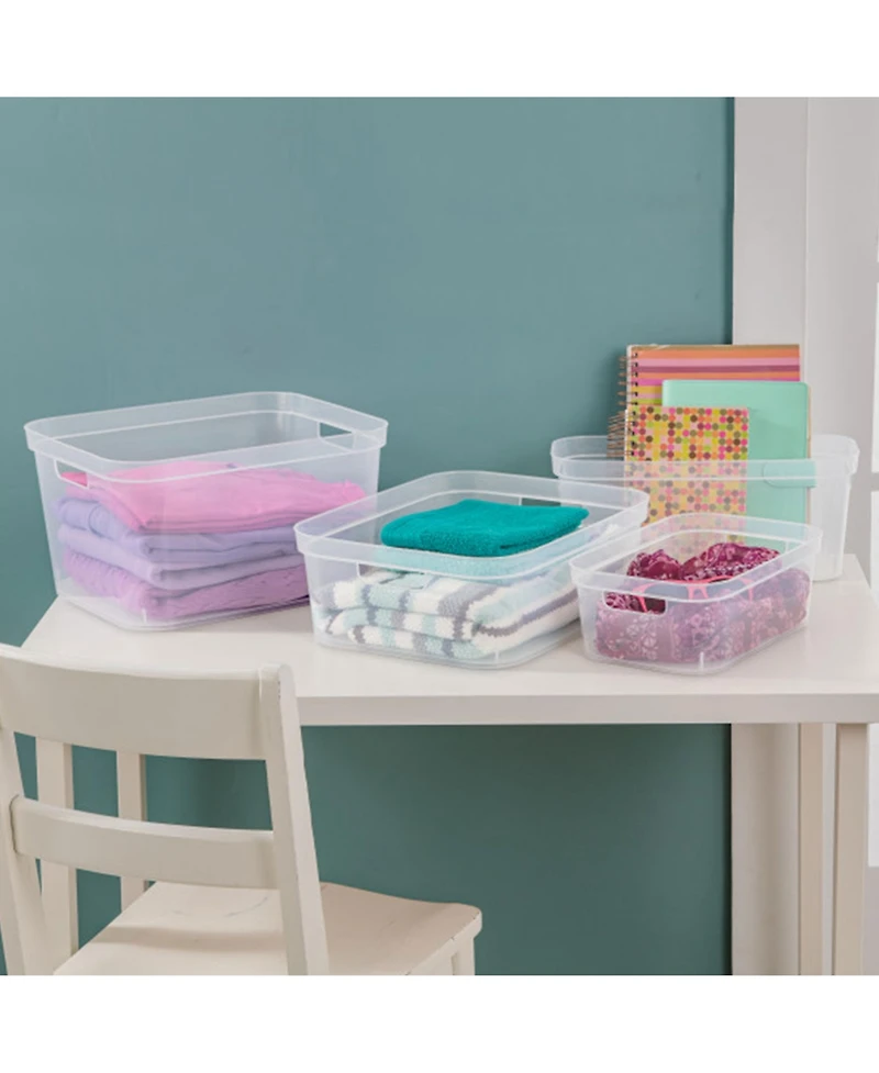 Sterilite 5.25 x 12 x 15 Inch Storage Bin w/ Carry Through Handles, Clear, 16 Ct