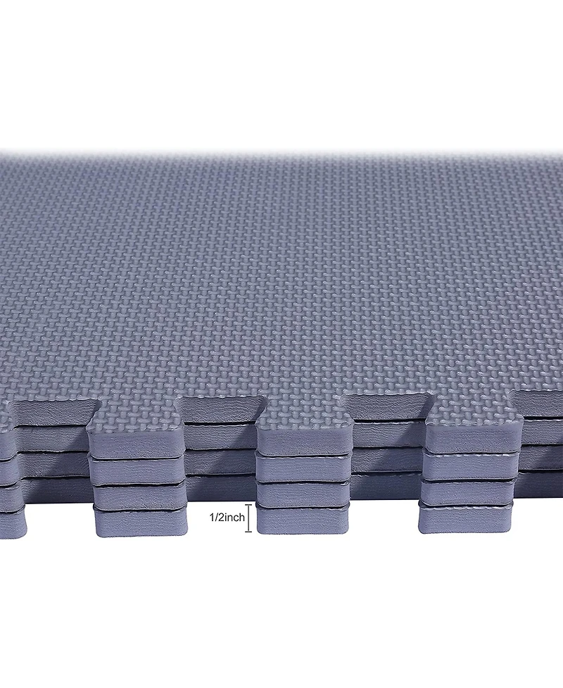 BalanceFrom Fitness 144 Sq Ft Interlocking Exercise Mat Tiles, Gray (2 Pack)