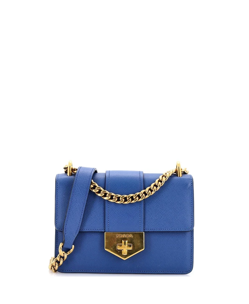Pre-Owned Prada Small Vintage Pattina Flap Shoulder Bag Saffiano Leather