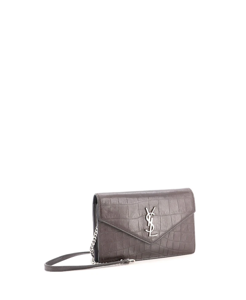 Pre-Owned Saint Laurent Small Classic Monogram Wallet on Chain Embossed Leather