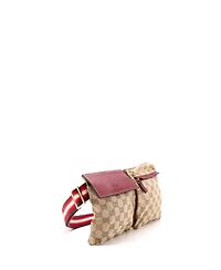Pre-Owned Gucci Vintage Double Belt Bag Gg Canvas with Leather