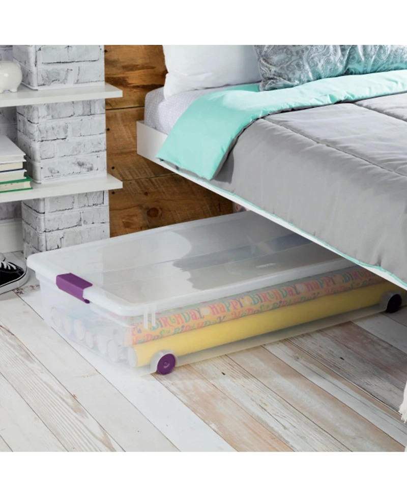 Sterilite 60 Quart ClearView Latch Lid Wheeled Underbed Storage Tote, (16 Pack)