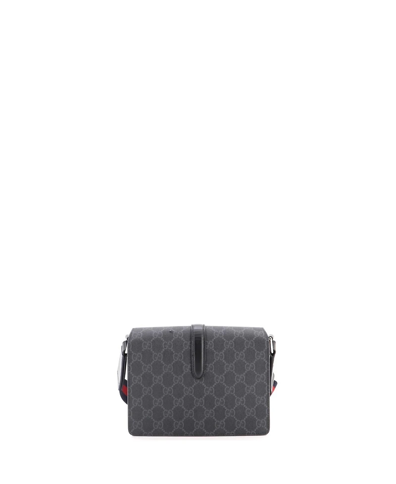 Pre-Owned Gucci Mini Front Buckle Web Messenger Bag Gg Coated Canvas