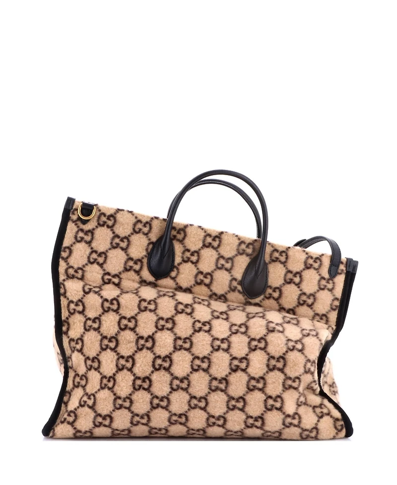 Pre-Owned Gucci Large Shopping Tote Gg Wool