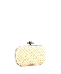 Pre-Owned Bottega Veneta Small Box Knot Clutch Intrecciato Satin