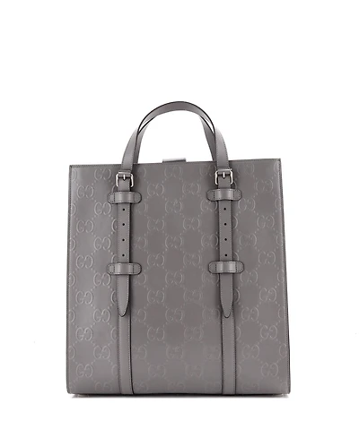 Pre-Owned Gucci Medium Tote Bag Gg Embossed Perforated Leather