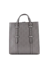 Pre-Owned Gucci Medium Tote Bag Gg Embossed Perforated Leather