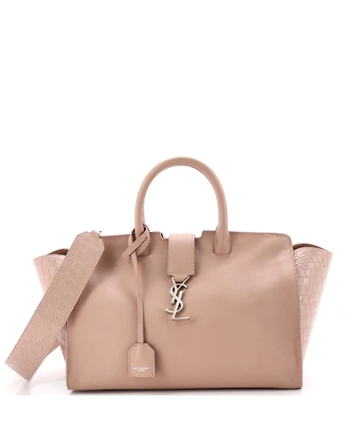 Pre-Owned Saint Laurent Small Monogram Cabas Downtown Leather with Embossed Leather