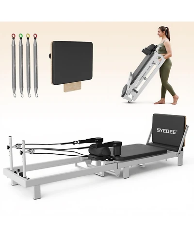 Syedee 86.6" Foldable Pilates Equipment, Pilates Reformer Machine Suitable For Height Over 5'7 '', Pilates Exercise Equipment with Jump Board