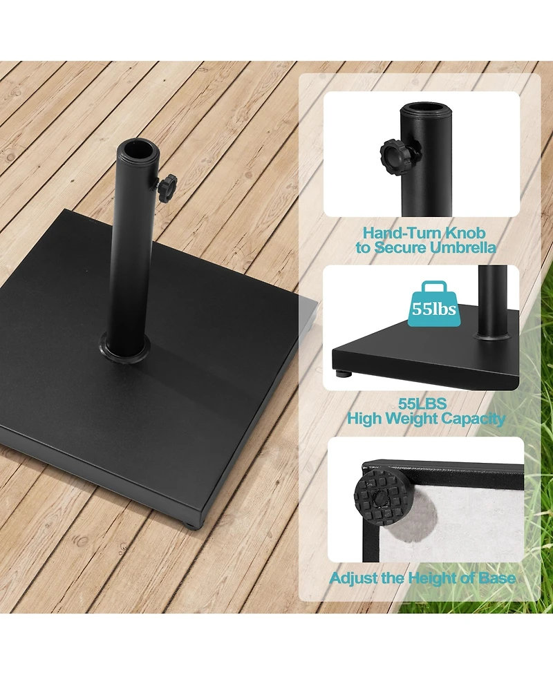 Pellebant 55 Lbs Heavy Duty Square Concrete Umbrella Base for Market Umbrella