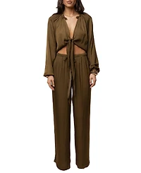 Jluxlabel Women's Seaside Glow High-Waisted Wide-Leg Satin Pants