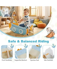 Sugift Wooden Rocking Climber with Rotating Propeller, 45 lb Capacity, Ages 1+