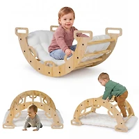 Sugift 3-in-1 Wooden Rocking Climbing Arch with Removable Cushion, 32" x 19" x 15", 110 Lbs, Ages 1+
